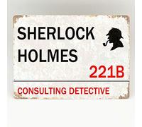 BCTS Sherlock Holmes - Targa in metallo per porta di Londra, stile vintage, decorazione per esterni, 20 x 30 cm