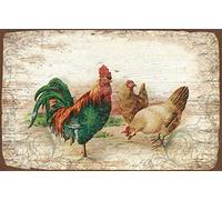 BCTS Targa da Cucina con Pollo e Gallina, Decorazione da Parete, Motivo: Gallina, Gallina, Gallina, Gallina, Gallina, Gallina, Gallina, Metallo, 20,3 x 30,5 cm