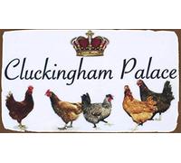 BCTS Targa da Parete con Scritta Cluckingham Palace o da Appendere, con Galline di Galline, in Metallo, 20,3 x 30,5 cm