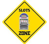BCTS - Targa decorativa in metallo con scritta in lingua inglese "Slot Machine Zone", con scritta in lingua inglese "Fun Metal Design", 30,5 x 30,5 cm