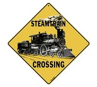 BCTS - Targa in metallo, motivo: treno a vapore, segno quadrato, 30,5 x 30,5 cm