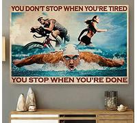 BCTS Triathlon 'You Stop When You're Done' Poster Vintage - Ironman World Corporation Nuoto Ciclismo Running - Segni Divertenti Decorazione Metallo Targa 30,5 x 40,6 cm