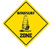 BCTS Windsurf Zone - Cartello in metallo, forma quadrata/rotonda, 30,5 x 30,5 cm