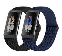 Bcuckood 2 pezzi cinturino elastico in nylon compatibile con Fitbit Charge 6/Fitbit Charge 5, cinturino regolabile e traspirante, cinturino in nylon elasticizzato di ricambio per uomo e donna, 5,7