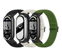Bcuckood Cinturino elastico compatibile con Xiaomi Smart Band 10/9/8 da donna e uomo, cinturino orologio elastico e flessibile in nylon di ricambio morbido per Xiaomi Mi Band 10/9/8, 3 pezzi, Senza