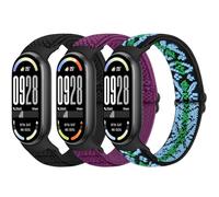 Bcuckood Cinturino elastico compatibile con Xiaomi Smart Band 10/9/8 da donna e uomo, cinturino per orologio elastico e flessibile in nylon di ricambio morbido per Xiaomi Mi Band 10/9/8, 3 pezzi, 270