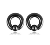 BCughia 2 Pezzo Dilatatori Tunnel 10x16x12mm Acciaio inossidabile Piercing Dilatatore Orecchio Anello Da 10 Mm con Sfera Dilatatore Plug Tunnel, Nero