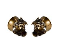 BCughia 2 Pezzo Dilatatori Tunnel Rame 10mm Piercing Orecchio Dilatatori Testa Di Drago Vintage Piercing Dilatatore Orecchio, Oro
