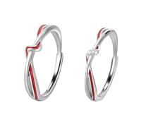 BCughia Anelli Filo Rosso del Destino, Anello Argento Regolabile 925 Linea Rossa con Incisione Coppia Anelli di Promessa FEDI Nuziali per Donna e Uomo