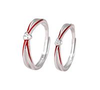 BCughia Anello Filo Rosso del Destino, Anelli in Argento Sterling 925 Nodo d'Amore con Zirconi Anelli di Fidanzamento Regolabili