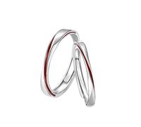 BCughia Anello Filo Rosso del Destino Coppia, Anelli Argento Regolabili con Linea Rossa Anello di Fidanzamento Donna Incisione Anello Matrimonio per Uomo Donna