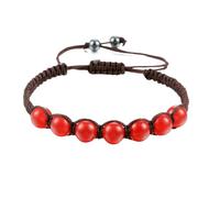 BCughia Bracciale Chakra, Bracciale Intrecciato in Pietra Rossa da 8 MM, Bracciali Uomo Perline 19-35CM