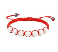 BCughia Bracciale di Pietra Yoga Donna, Bracciale Intrecciato con Pietra Bianca da 8 MM, Bracciale Uomo Perline 19-29CM