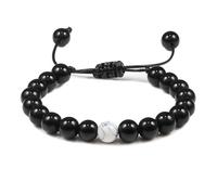 BCughia Bracciale Donna Pietre, Bracciale in Pietra Turchese Lucida da 8 MM, Bracciale Uomo Regolabile 19-29CM