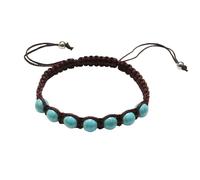 BCughia Bracciale Donna Pietre, Bracciale Intrecciato Turchese Blu da 8 MM, Bracciale Uomo Perline 19-29CM
