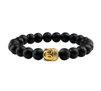 BCughia Bracciale Pietra Donna, Bracciale in Pietra Opaca con Testa di Buddha, Bracciali Uomo Elastico