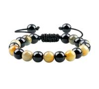 BCughia Bracciale Pietra Naturale Uomo, Bracciale in Occhio di Tigre da 8 MM con Pietra Lucida, Bracciali Donna Perline 17-30CM