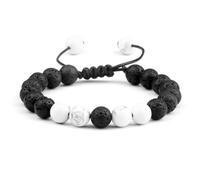 BCughia Bracciale Pietre Chakra, Bracciale in Pietra Lavica Turchese da 8 MM, Bracciale Uomo Perline 17-30CM