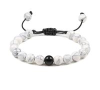 BCughia Bracciale Uomo Perline, Bracciale in Pietra Turchese Lucida da 8 MM, Bracciali Donna Regolabile 19-29CM