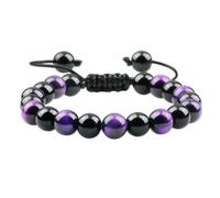 BCughia Braccialetto Uomo Donna, Bracciale in Pietra Lucida con Occhio di Gatto da 8 MM, Bracciali Perline 17-30CM