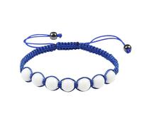 BCughia Braccialetto Uomo Perline, Bracciale Intrecciato con Pietra Bianca da 8 MM, Bracciali Donna Perline 19-29CM