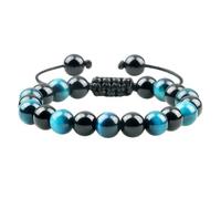 BCughia Bracciali Chakra Donna, Bracciale in Pietra Lucida con Occhio di Gatto da 8 MM, Bracciali Uomo Regolabile 17-30CM
