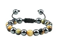 BCughia Bracciali Uomo Pietre, Bracciale in Ematite Occhio di Tigre da 8 MM, Bracciali Donna 17-30CM