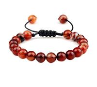 BCughia Bracciali Uomo Regolabili, Bracciale in Pietra da 8 MM, Bracciale Donna Perline 17-30CM