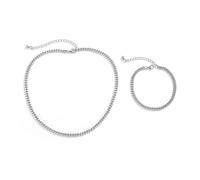 BCughia Catena Argento Collana Uomo, Catena Cubana Bracciale Hip Hop 40+7cm