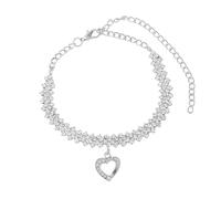 BCughia Cavigliera Acciaio Inox, Catena da Tennis con Zircone e Cuore Cavo Cavigliere Braccialetti 18+10cm