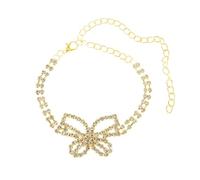 BCughia Cavigliera Donna Acciaio Inox, Farfalla con Zircone Cavigliera Donna Estiva 16.5+10cm