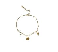 BCughia Cavigliera Donna in Acciaio, con Conchiglia, Stella Marina e Zircone Cavigliere Gioielli 21+5cm