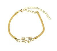 BCughia Cavigliera Donna in Acciaio, Doppio Cuore con Zircone Cavigliera Gioielli Donna 21.2+10cm