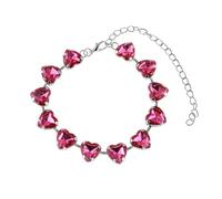 BCughia Cavigliera Donna in Argento Placcato, Cuore con Zircone Rosso Rosa Cavigliera Gioielli Donna 21+10cm