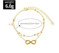 BCughia Cavigliera Donna Inossidabile, Doppio Strato Infinity con Perle Cavigliera Gioielli Donna 22.5+10cm