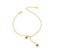 BCughia Cavigliera in Acciaio Inox, Doppio Cuore Cavigliera Braccialetti 20+5cm