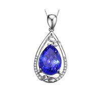 BCughia Ciondolo in Oro Bianco Donna, Collana Cavo Goccia con Tanzanite 3.8ct