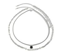 BCughia Collana a Catena Argento Uomo, Doppio Strato con Perle Catena da Donna 50+7cm