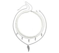 BCughia Collana Argento Hip Hop, Multistrato Catena di Perline con Ala Collana Uomo 45+7cm