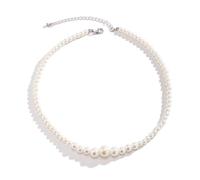 BCughia Collana Catena Hip Hop, Catena di Perle Collana Uomo Argento 45+7cm