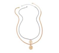 BCughia Collana Catena Uomo Oro Argento, Doppio Strato Catena con Angelo Ciondolo Collane Donna Rock 50+7cm