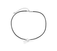 BCughia Collana da Uomo Catena, con Singolo Perle Catena da Donna Nero 45+7cm
