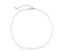BCughia Collana Punk Catena, Irregolare Perle Collana Uomo Estiva Bianco 45+7cm