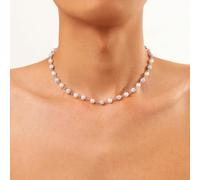 BCughia Collane Uomo Argento, Perle con Zircone Cubico Catena Catena Donna 40+7cm