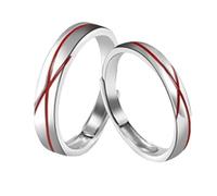 BCughia Filo Rosso del Destino Anelli, Anello Regolabile Donna Argento 925 con Linea Rossa Anelli Fidanzamento Incisione