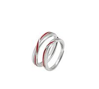 BCughia Filo Rosso del Destino Anello Coppia, Anello Argento 925 Regolabile con Linea Rossa Anelli di Fidanzamento per Uomo Donna