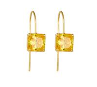 BCughia Orecchini Donna Oro 9K, Princess Cut Citrina Orecchini Pendenti in 375 Oro Giallo