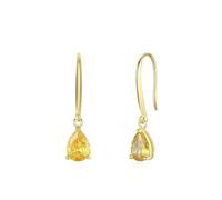 BCughia Orecchini Donna Oro Giallo Pendenti, Semplice 5x7mm Lacrima Citrina Orecchini in Oro 375