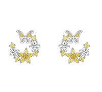 BCughia Orecchini in Oro Bianco Donna, Fiori Farfalla con Citrina Orecchini Oro 585
