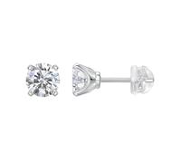 BCughia Orecchini Oro Bianco 585, 1ct Rotonda Moissanite Orecchini Donna in 14K Oro